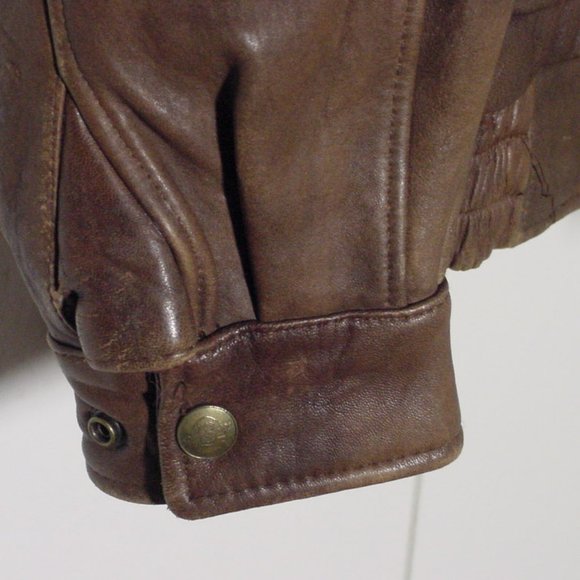 Vtg 90's Brown Leather "New River" Bomber jacket Sz L - Picture 11 of 13